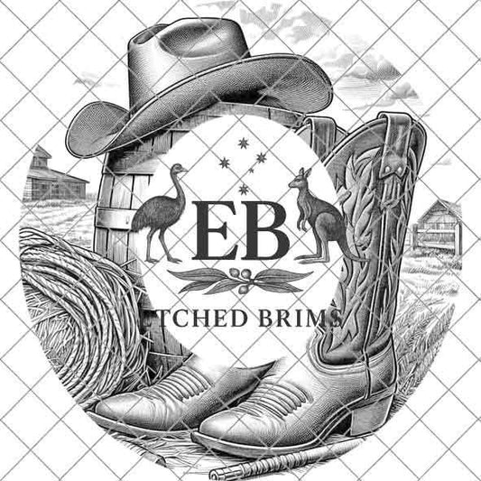 Cowboy Boots 3 Hat Engraving, Western Brim PNG Template, Digital Laser Design Wide Brim Faux Suede Hat, Boho,Laser Hat Burning File EB137
