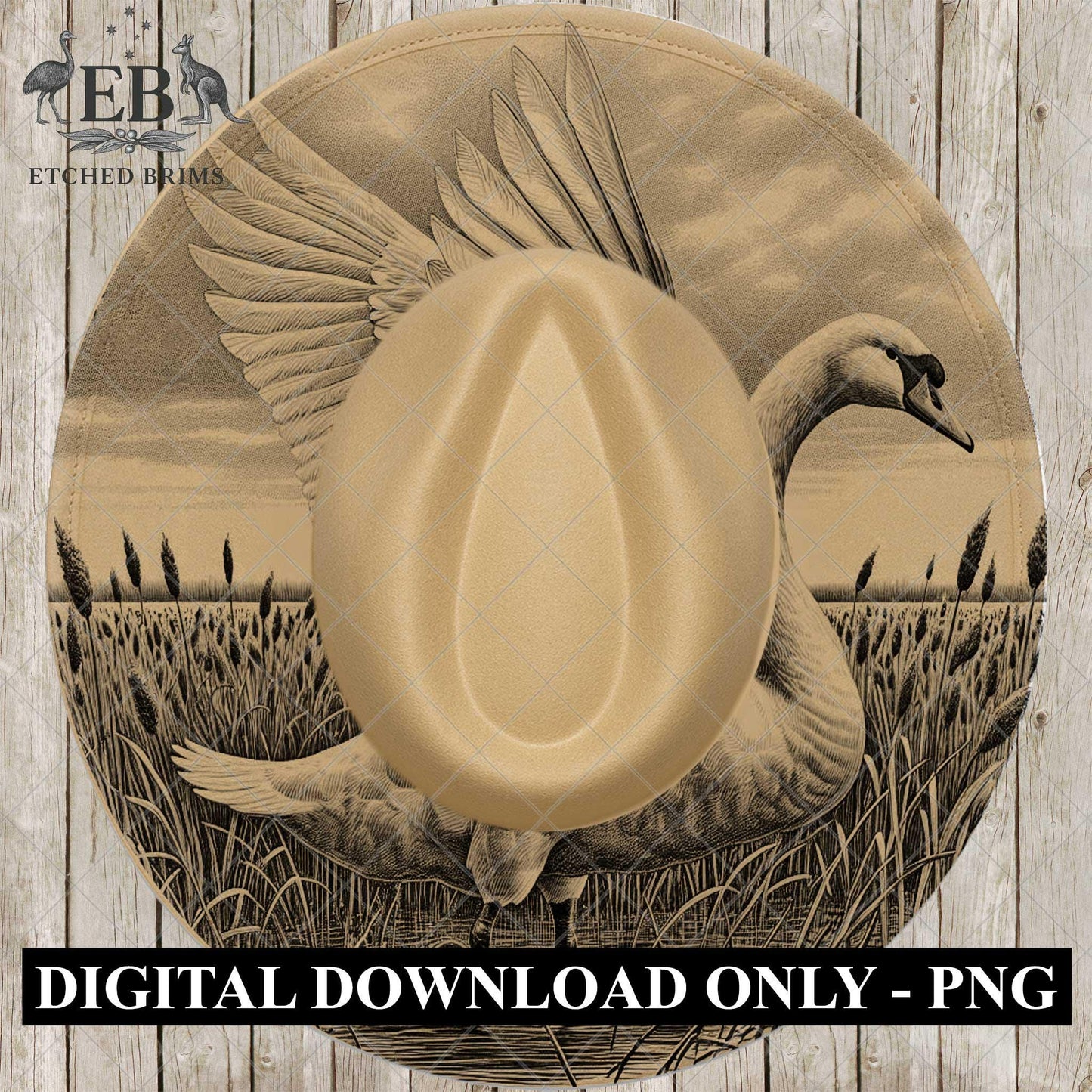 Swan, Laser Engraving, Hat Burning Design, Wide Brim Hat Template, Hat Burning PNG Pattern, Hat Burning Stencil, EB780