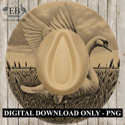 Swan, Laser Engraving, Hat Burning Design, Wide Brim Hat Template, Hat Burning PNG Pattern, Hat Burning Stencil, EB780