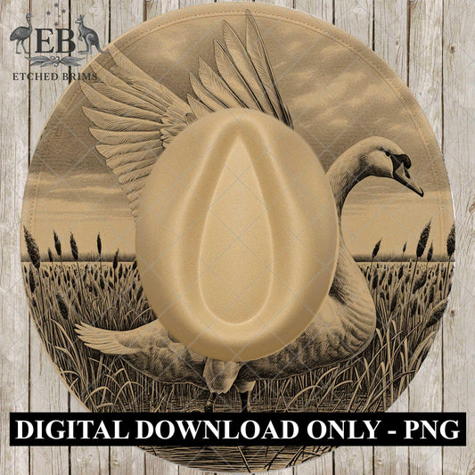 Swan, Laser Engraving, Hat Burning Design, Wide Brim Hat Template, Hat Burning PNG Pattern, Hat Burning Stencil, EB780