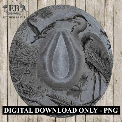 Heron 2 Hat File, Hat Burning Design, Digital Download PNG, Hat Burning Template, Hat Laser Engraving Design, Bird Design, Hat File EB318