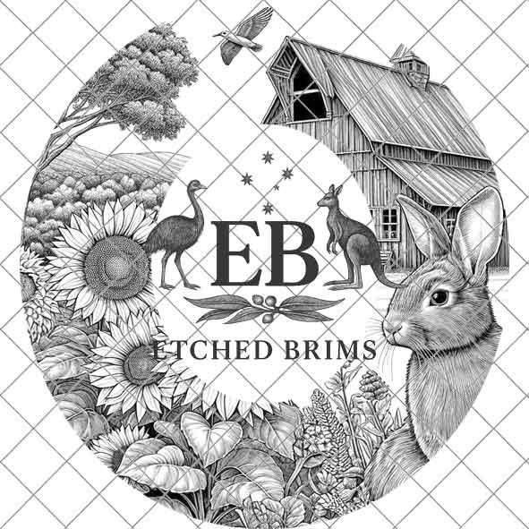 Rabbit & Sunflowers 1, Hat Burning Template, Hat Burning Stencil, Hat Laser Engraving Design, Wide Brim Hat, Printable Hat Template, EB572