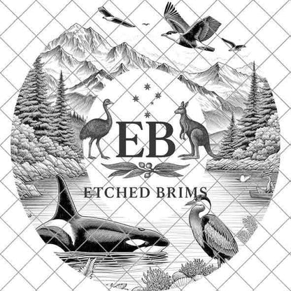 Orca Whales 3, Mountains, Laser Hat Burning Design, Digital Download PNG, Hat Burning Template, Hat Laser Engraving Design, Hat File EB354