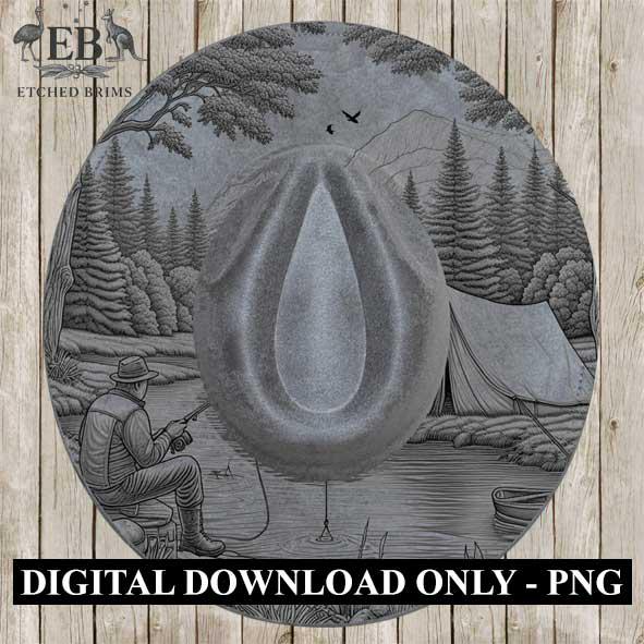 Camping Fishing 3  Hat File, Laser Hat Burning Design, Digital Download PNG, Hat Burning Template, Hat Laser Engraving Design, Hat File EB99