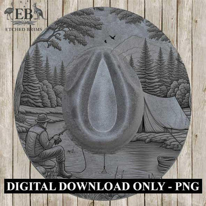 Camping Fishing 3  Hat File, Laser Hat Burning Design, Digital Download PNG, Hat Burning Template, Hat Laser Engraving Design, Hat File EB99