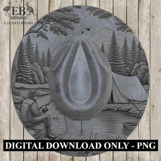 Camping Fishing 3  Hat File, Laser Hat Burning Design, Digital Download PNG, Hat Burning Template, Hat Laser Engraving Design, Hat File EB99
