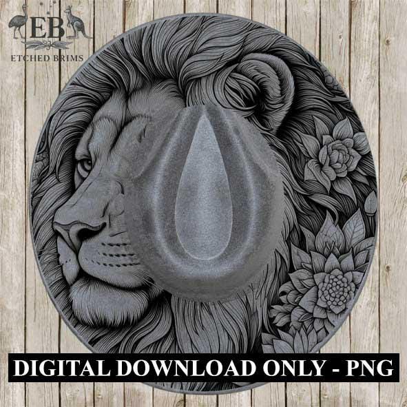 Regal Lion & Floral, Laser Hat Burning Design, Digital Download PNG, Hat Burning Template Hat Laser Engraving Design Wide Brim Hat File EB10