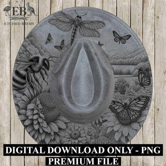 Flowers & Bees 1 Hat File, Laser Hat Burning Design, Digital Download PNG, Hat Burning Template, Hat Laser Engraving Design Hat File EB279