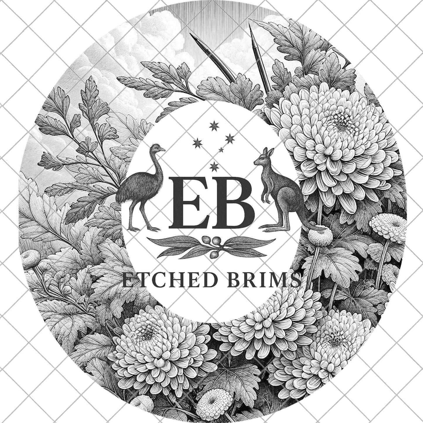 Chrysanthemum Flowers, Hat Burning Design, Digital Download PNG, Hat Burning Template, Hat Laser Engraving Design, Wide Brim, EB1085