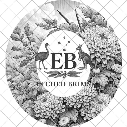 Chrysanthemum Flowers, Hat Burning Design, Digital Download PNG, Hat Burning Template, Hat Laser Engraving Design, Wide Brim, EB1085