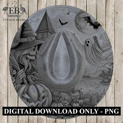 Halloween Hat Template, Ghost, Pumpkin, Haunted House, Spooky Season, PNG, Hat Burning Stencil, Hat Burning Design, Engraving Pattern, EB409
