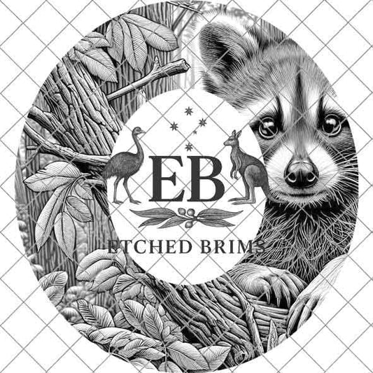 Raccoon in Forest 2, Hat Burning Template, Hat Burning Stencil, Hat Laser Engraving Design, Wide Brim Hat, Printable Hat Template, EB573