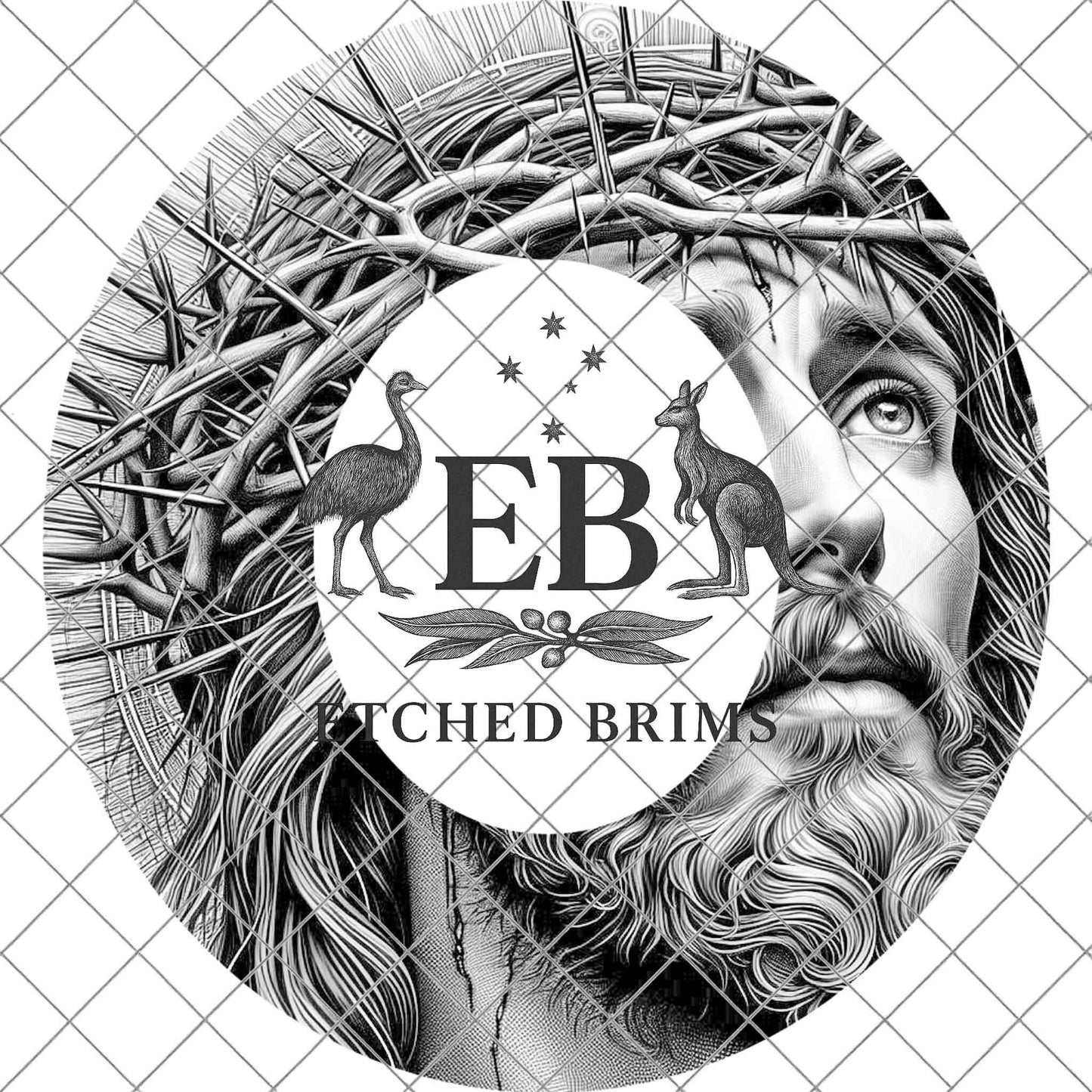 Jesus Crown of Thorns, Hat Burning Design, Christian Wide Brim Hat Design, Laser Engraving Brim Template PNG, EB689