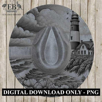 Lighthouse Ocean Flowers 1, Laser Hat Burning Design, Digital Download PNG, Hat Burning Template, Hat Laser Engraving Design, Hat File EB187