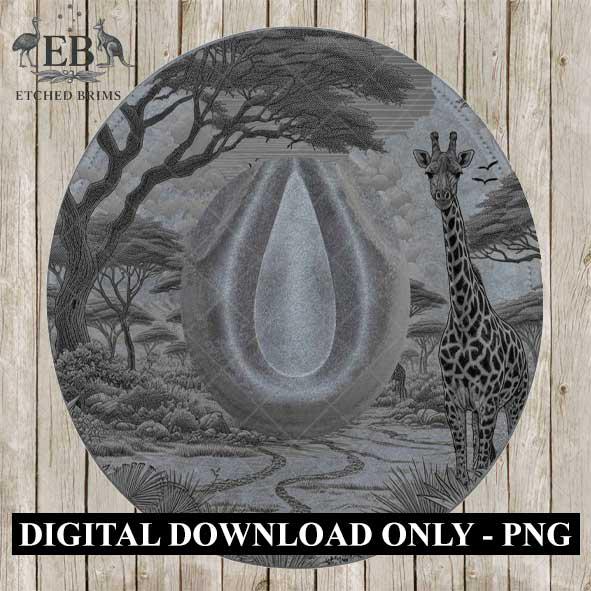 Giraffe Safari 3, Hat Burning Design, Digital Download PNG & PDF, Hat Burning Templates, Laser Engraving Design, Hat Burning Stencils, EB494