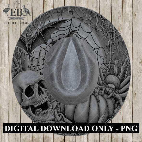 Halloween Hat Template, Spider Web Hat Burning Design, Spooky Season, PNG, Hat Burning Stencil, Hat Burning Design, Engraving Pattern, EB463