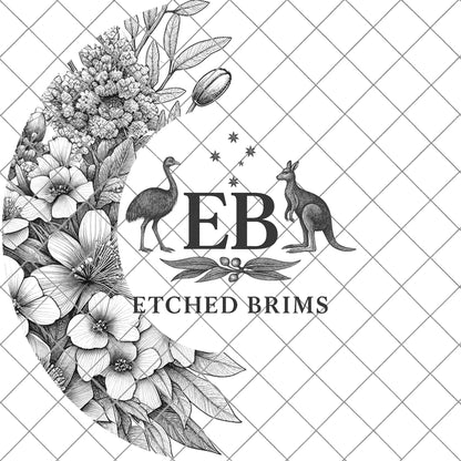 Flowers Native Half Hat Burning Design, Hat Engraving Template, Laser Hat Design, Wide Brim Hat, Stencil for Hat Burning SVG & PNG, EB600