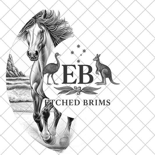 Running Horse Half Hat Burning Design, Laser Engraving Template, Wide Brim Hat Stencil, SVG, and PNG, EB1012
