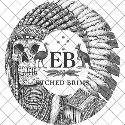 Indian Skull & Feathers 3, Laser Hat Burning Design, Digital Download PNG, Hat Burning Template, Hat Laser Engraving Design, Hat File EB156