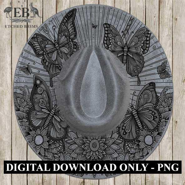 Butterflies 1 Hat File, Laser Hat Burning Design, Digital Download PNG, Hat Burning Template, Hat Laser Engraving Design, Hat File EB41