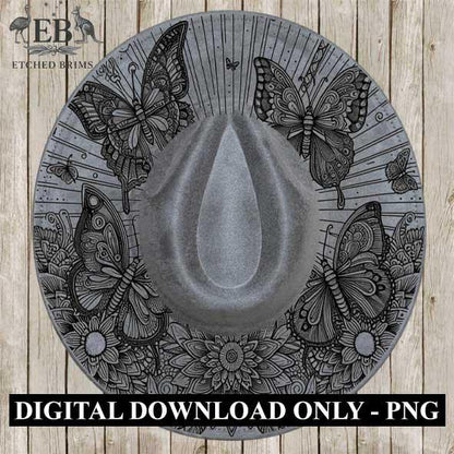 Butterflies 1 Hat File, Laser Hat Burning Design, Digital Download PNG, Hat Burning Template, Hat Laser Engraving Design, Hat File EB41