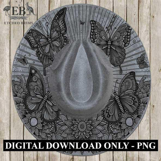 Butterflies 1 Hat File, Laser Hat Burning Design, Digital Download PNG, Hat Burning Template, Hat Laser Engraving Design, Hat File EB41