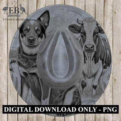 Blue Heeler Dog 5, Hat Engraving Template – PNG for Laser Brim Burning, Cattle Dog PNG, Western Hat Design, Digital File for Burning – EB416