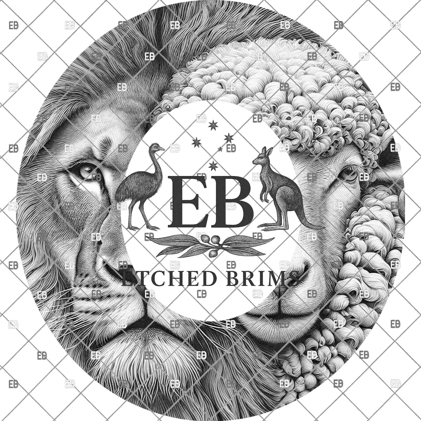 Lion & Sheep, Hat Engraving Design, Digital Download PNG, Hat Burning Template, Laser Burning Design Wide Brim Hat, EB1206