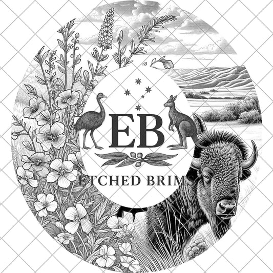 Buffalo and Wildflowers Hat Burning Design, Digital Download PNG & PDF, Laser Engraving Stencil, EB970