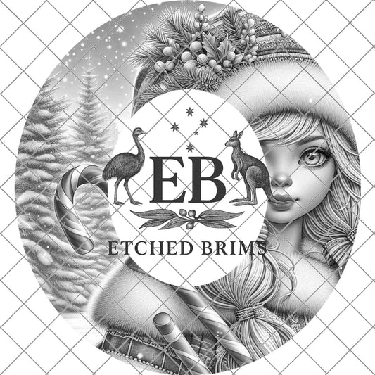 Christmas Girl Candy Cane, Hat Burning Design, Festive Digital Download, Hat Burning Template, Wide Brim Hat Design, Hat Stencil, EB746