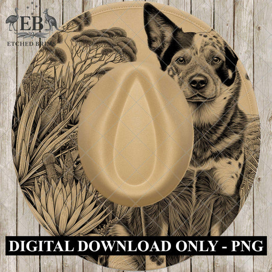 Blue Heeler Dog, Hat Engraving Design, PNG for Laser Engraving, Working Dog File, Western Hat Design, EB1044