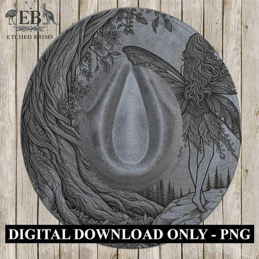 Fairy 6 Laser Hat Burning Design, Digital Download PNG, Hat Burning Template, Hat Laser Engraving Design, Wide Brim Hat Laser File EB86