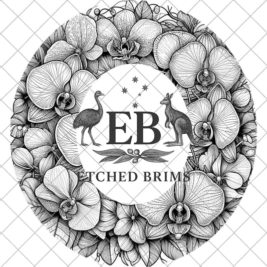 Orchid Flowers 2 Wide Brim Hat Design, Laser Hat Burning, Digital Download PNG, Hat Burning Template, Hat Laser Engraving Design, EB865