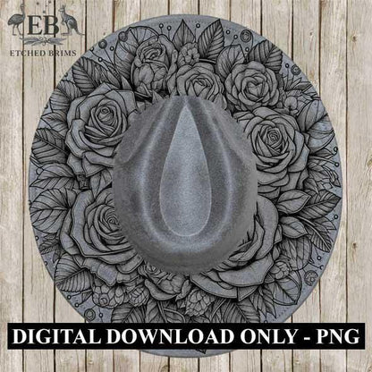 Roses 3 Flowers Hat File, Laser Hat Burning Design, Digital Download PNG, Hat Burning Template, Hat Engraving Stencil, Hat File EB205