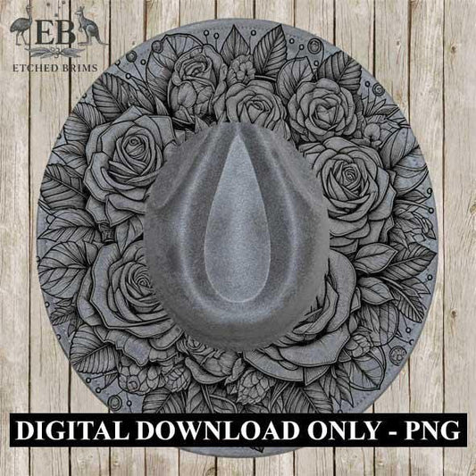 Roses 3 Flowers Hat File, Laser Hat Burning Design, Digital Download PNG, Hat Burning Template, Hat Engraving Stencil, Hat File EB205