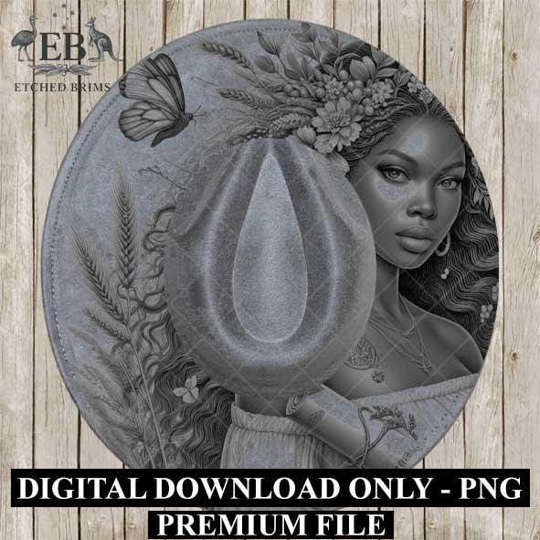 Virgo Zodiac Hat Design PNG, Laser Engraving File, Western Boho Digital Download, Hat Engraving Design, Western Hat File, EB554