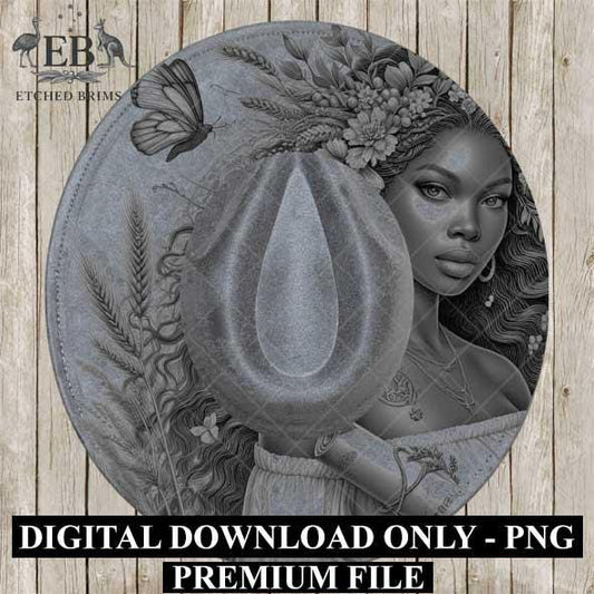 Virgo Zodiac Hat Design PNG, Laser Engraving File, Western Boho Digital Download, Hat Engraving Design, Western Hat File, EB554