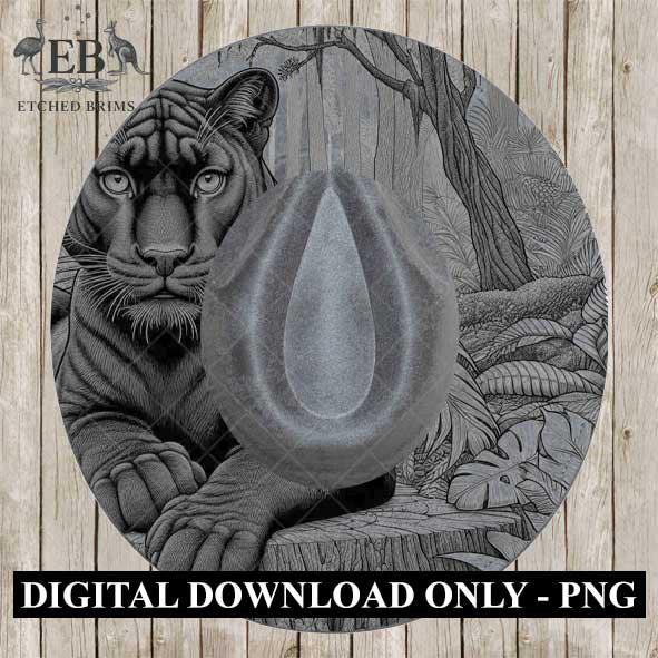 Jungle Panther 6, Hat Burning Design, Digital Download PNG & PDF, Hat Burning Templates, Laser Engraving Design, Hat Burning Stencils, EB492