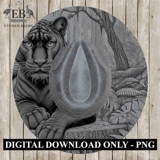 Jungle Panther 6, Hat Burning Design, Digital Download PNG & PDF, Hat Burning Templates, Laser Engraving Design, Hat Burning Stencils, EB492