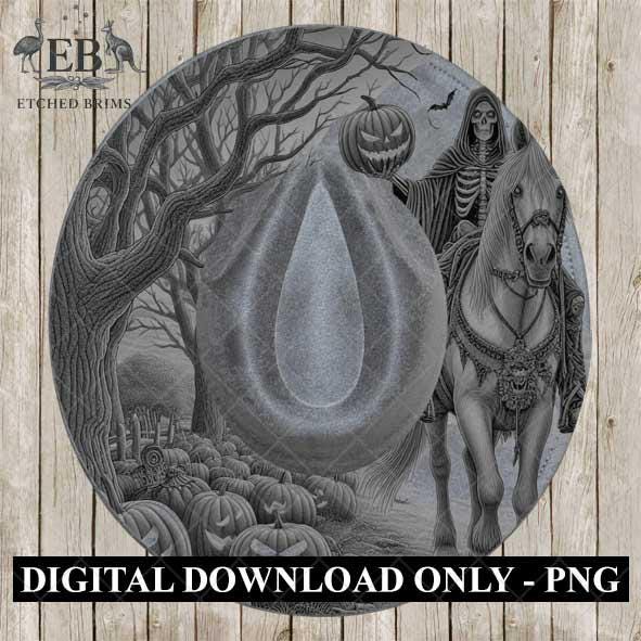 Halloween Hat Template, Headless Horseman, Spooky Season, PNG & PDF File, Hat Burning Stencil, Hat Burning Design, Engraving Pattern, EB423