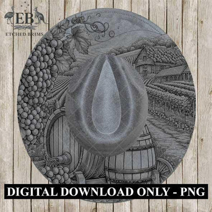 Winery Vineyard Grapes 4, Hat Burning Design, Digital Download, Hat Burning Templates, Laser Engraving Design, Hat Burning Stencils, EB521