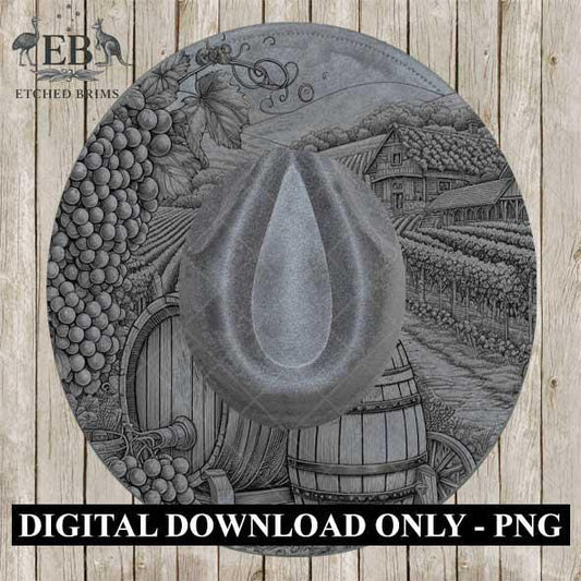 Winery Vineyard Grapes 4, Hat Burning Design, Digital Download, Hat Burning Templates, Laser Engraving Design, Hat Burning Stencils, EB521