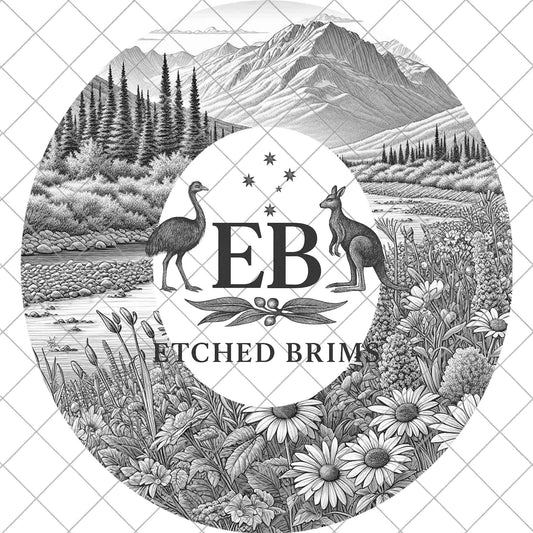 Mountain Wildflower Hat Engraving Template | Nature Laser Burning File | Scenic Landscape Design, EB1059