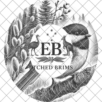 Chickadee Bird, Hat Burning Design for Wide Brim Hats. PNG for Laser Engraving and PDF Burning Stencil for Hand Burning, EB742