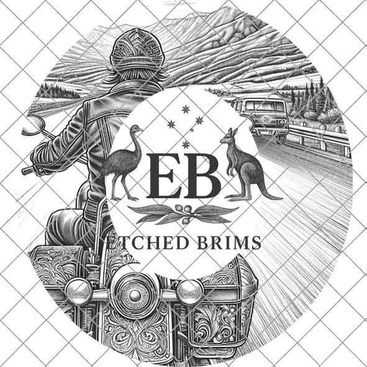 Hat Burning Design, Motorbike 6, Motorcycle Riding, Hat Engraving Template, Wide Brim Hat Design, Western Hat, Cowboy Hat, Laser File EB276