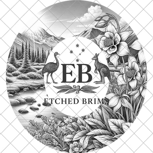 Columbine Flowers Mountain, Hat Burning Design, Digital Download PNG, Hat Burning Template, Hat Laser Engraving Design, Wide Brim, EB1082