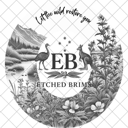 Let the Wild Restore You Mountain Flowers Hat Burning Design, Alpine Laser Template File, Nature Landscape Cowboy Hat Design, EB1062