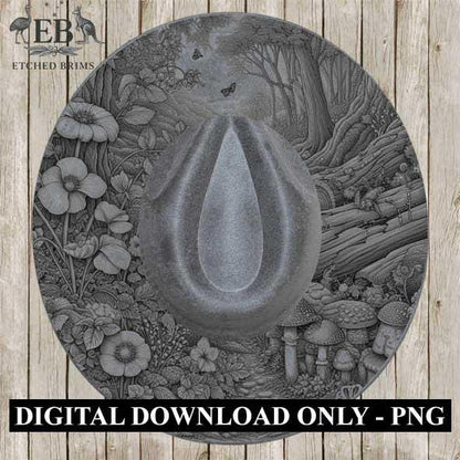 Fairy Garden 1, Laser Burning Design, Digital Download PNG, Hat Burning Template, Hat Laser Engraving Design, Wide Brim Hat Laser File EB162