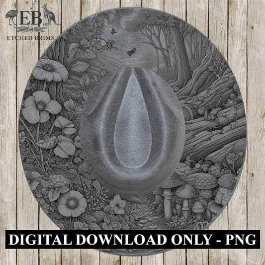 Fairy Garden 1, Laser Burning Design, Digital Download PNG, Hat Burning Template, Hat Laser Engraving Design, Wide Brim Hat Laser File EB162