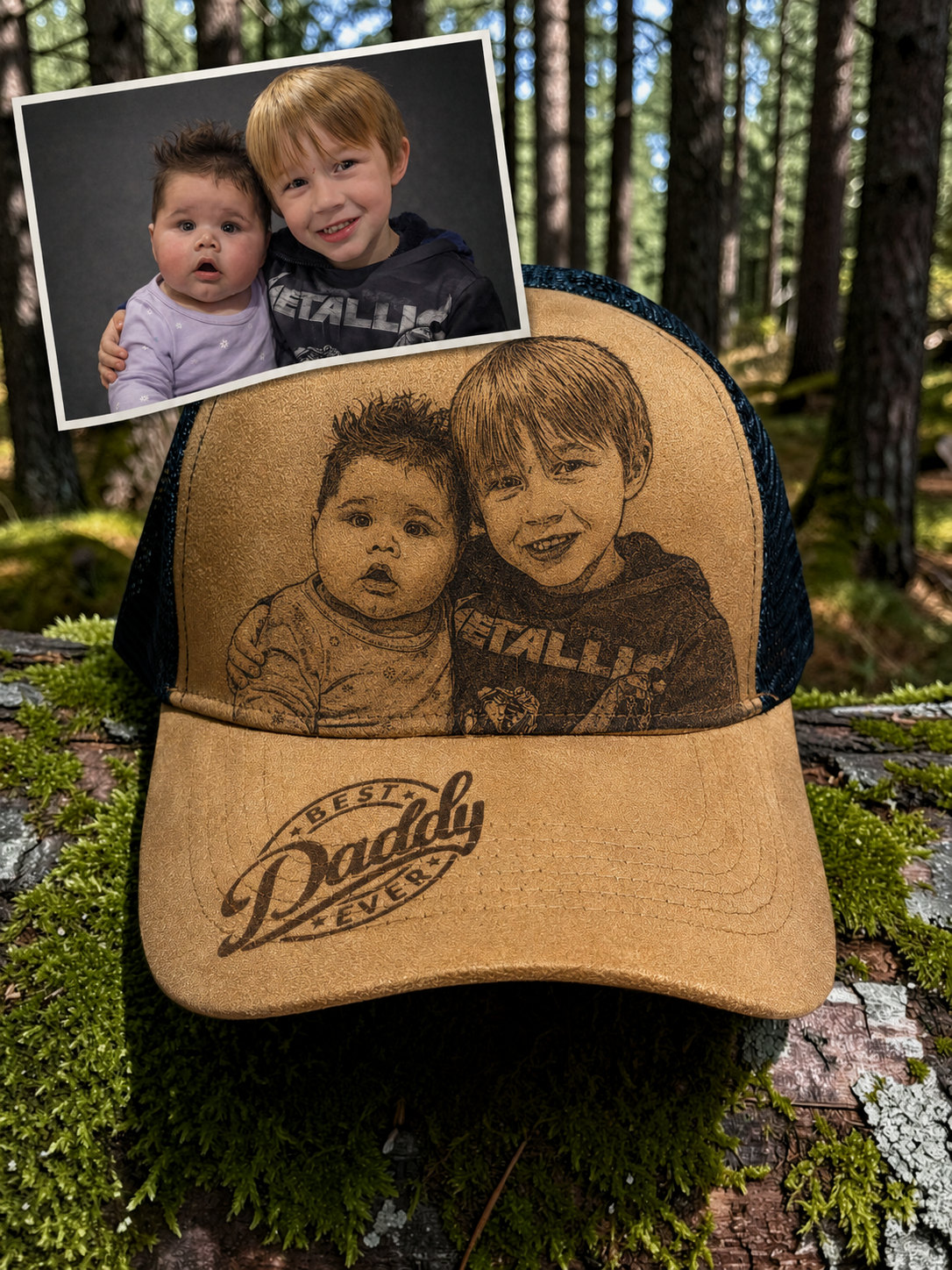 Custom Photo Engraved Trucker Hat / Cap